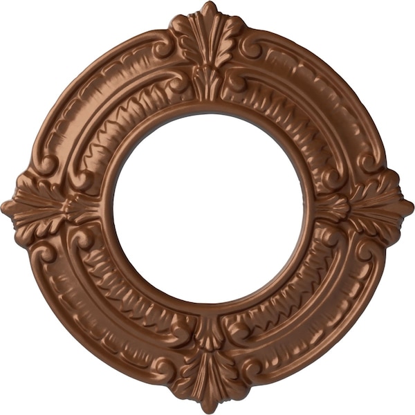 Ekena Millwork Benson Ceiling Medallion (Fits Canopies up to 4 1/8"), 9"OD x 4 1/8"ID x 5/8"P, Polished Copper CM09BNPOS - main